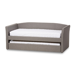 Baxton Studio Camino Modern and Contemporary Grey Fabric Upholstered Daybed with Guest Trundle Bed